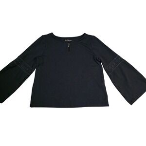 Chicos Black Bell Sleeve Lace Detail Pullover Top Women Size 1